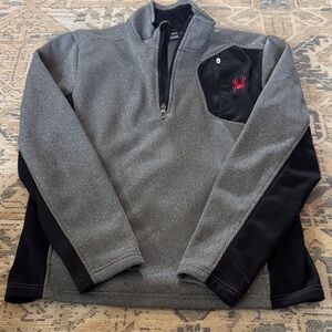 Spyder Men's Charcoal and Black Zip-Up Sweater